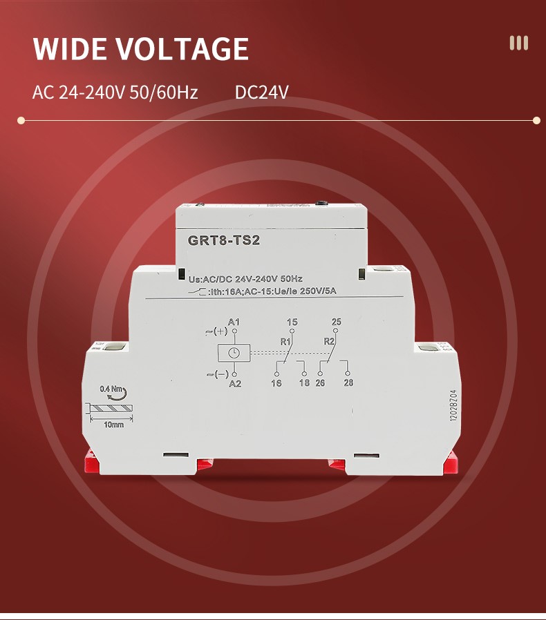 GEYA GRT8-TS2-240 AC DC 24V 240V 2SPDT Automatic and Manual Time Control Relay Staircase Switch for Turn on and off Loads