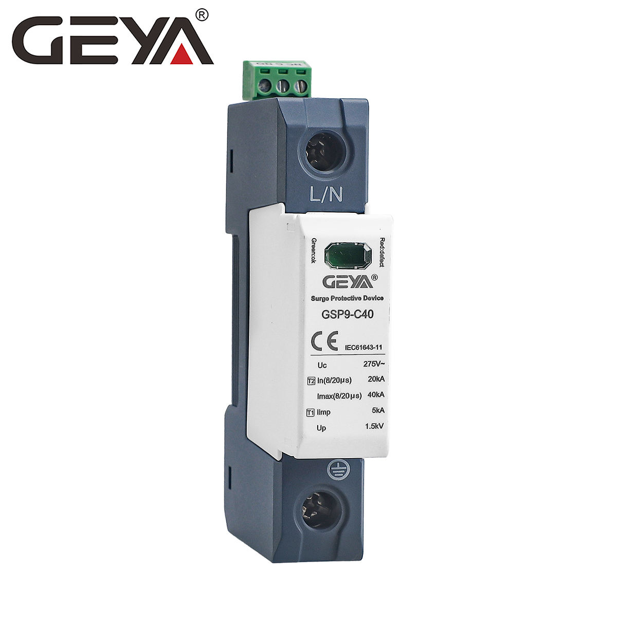 GEYA GSP9-D20-1P-20KA Surge Arrestor 300V 50/60HZ 30KA Voltage Protector SPD