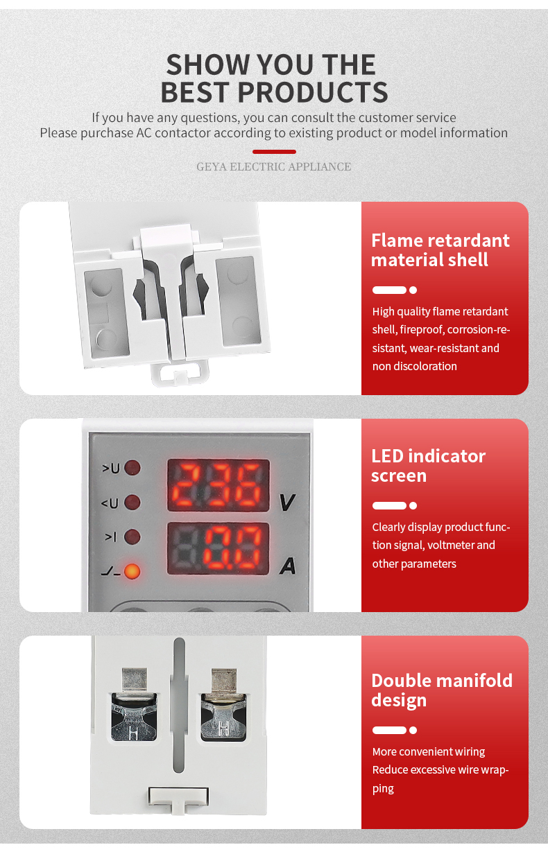 GEYA GPS8-01-40A AC Digital Over Under Voltage Protection Device Adjustable Voltage Protector