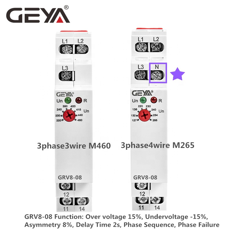 GEYA Online Shopping GRV8-08 3Phase+N Adjustable Voltage Relay Control Relay M265